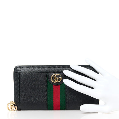 Gucci Calfskin Web Ophidia Zip Around Wallet Black 2 of 11