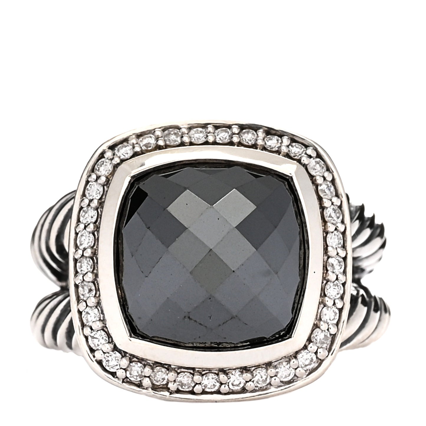 Sterling Silver Diamond Hematine 11mm Albion Ring 50 5.5