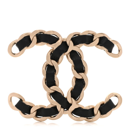 Chanel Lambskin Chain CC Brooch Black Gold 1 of 4