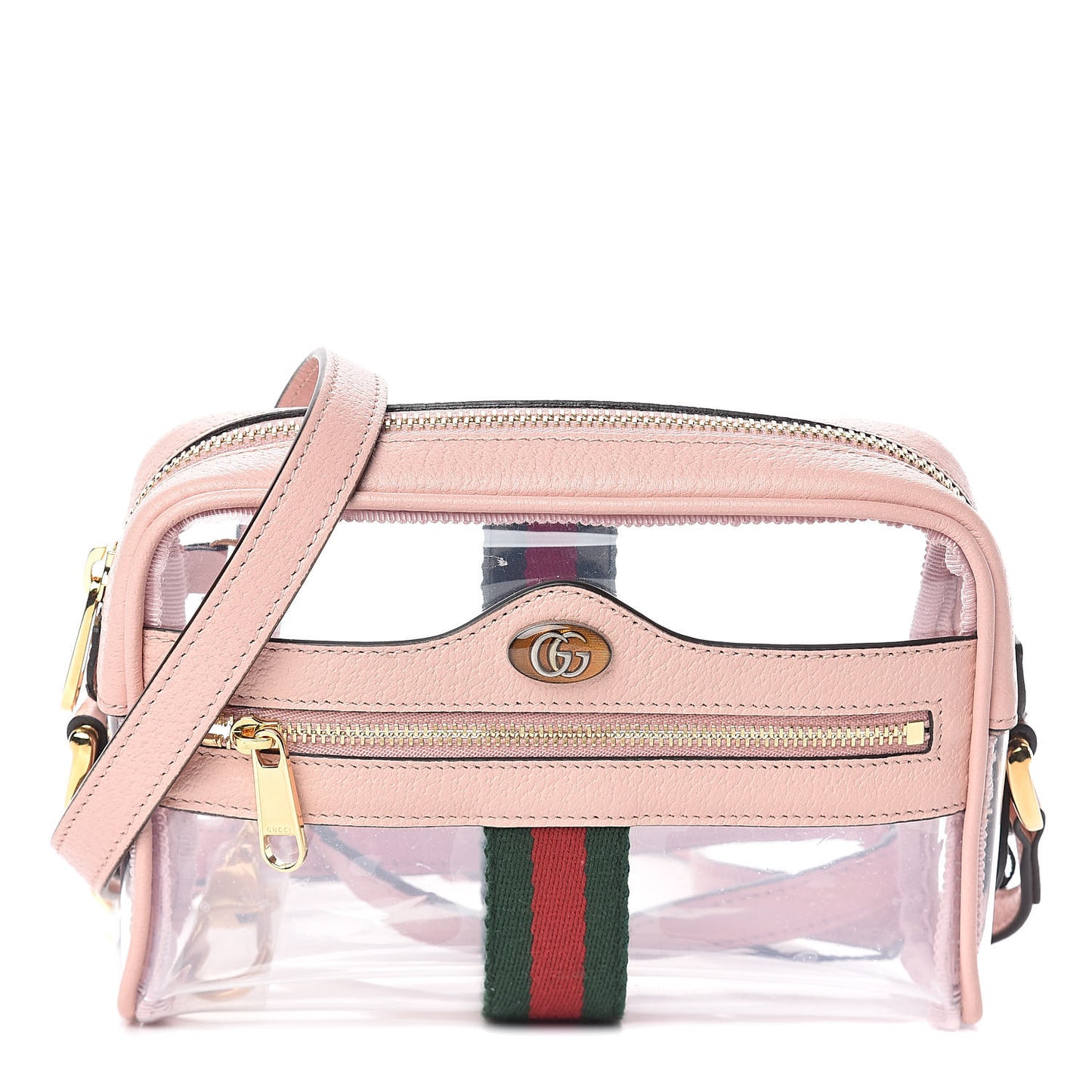 Vinyl Web Mini Ophidia Transparent Shoulder Bag Perfect Pink
