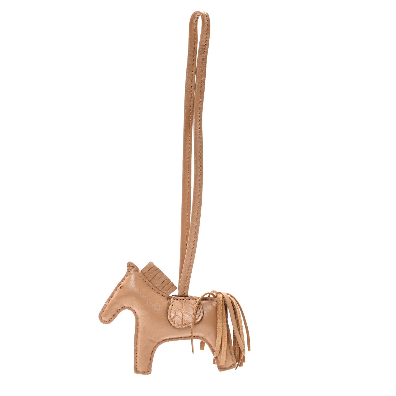 Hermes Milo Lambskin Matte Alligator Touch Grigri Rodeo Horse Bag Charm PM Chai 1 of 3