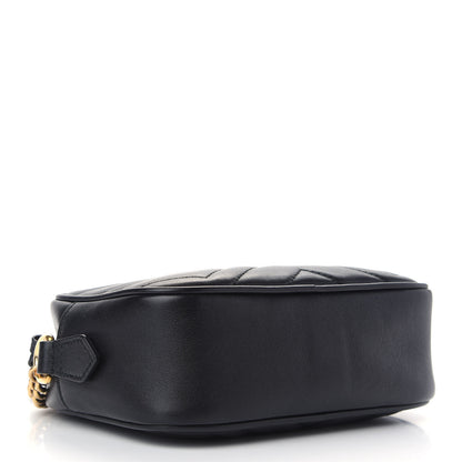 Gucci Calfskin Matelasse Mini GG Marmont Chain Shoulder Bag Black 4 of 9