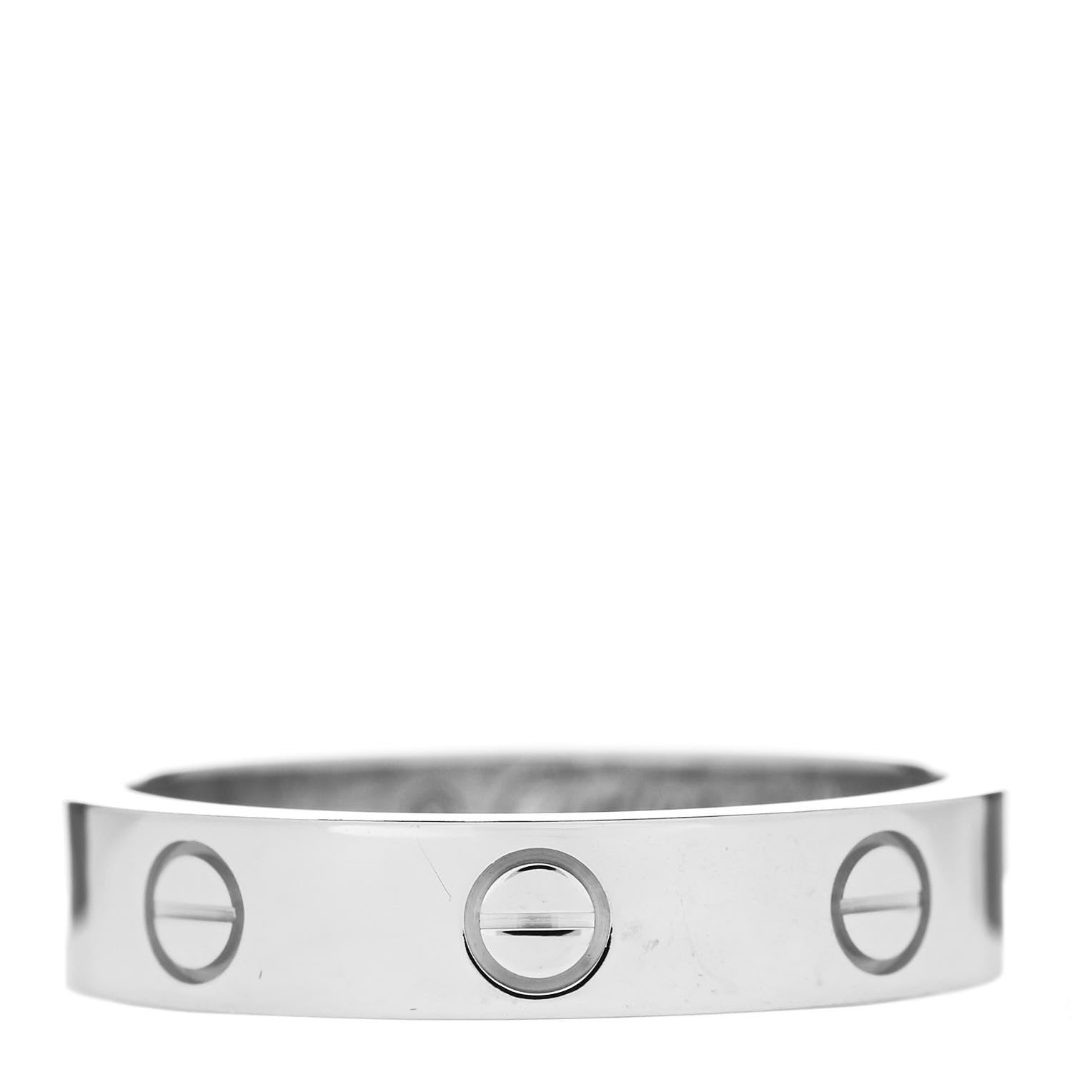Cartier 18K White Gold Diamond 4mm LOVE Wedding Band Ring 53 6.5 3 of 5