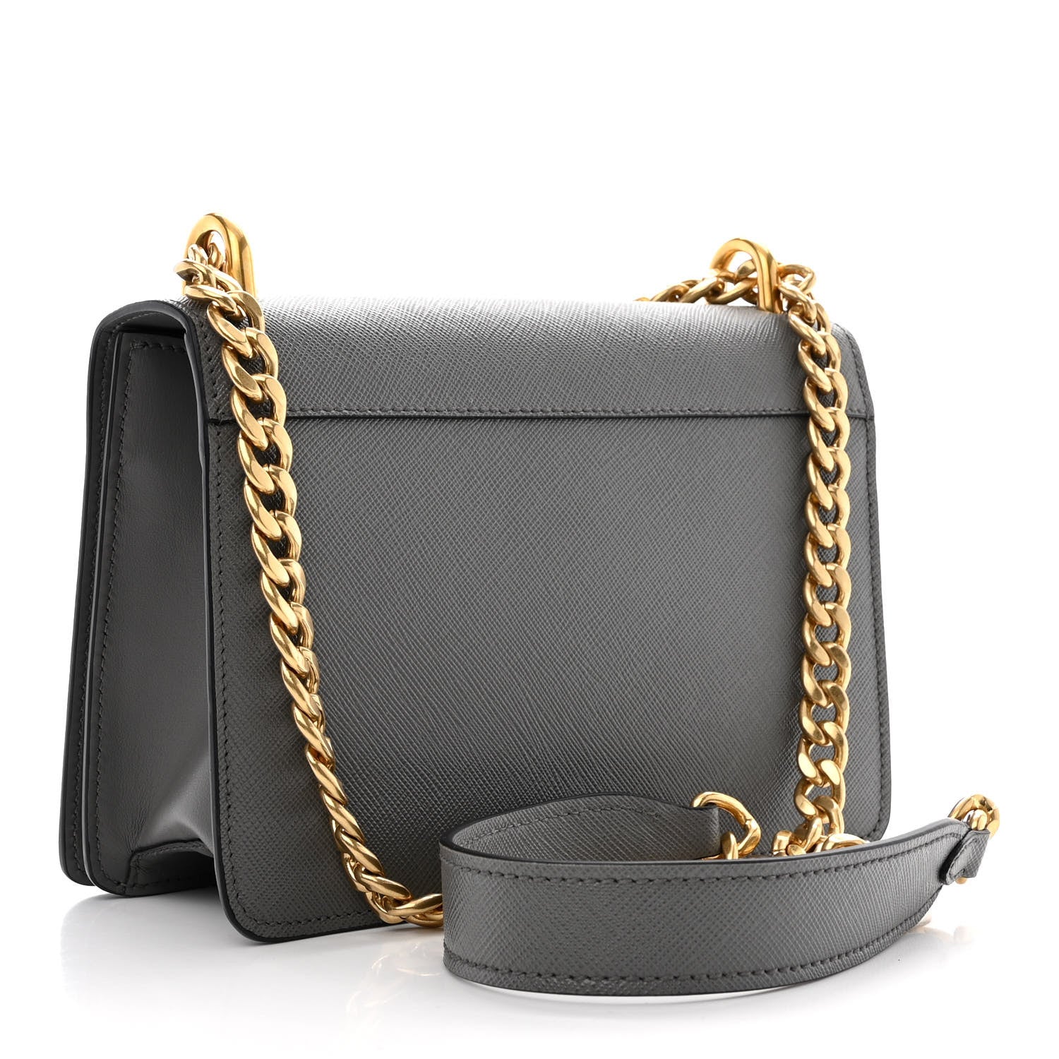 Prada Saffiano Chain Shoulder Bag Marmo 3 of 10