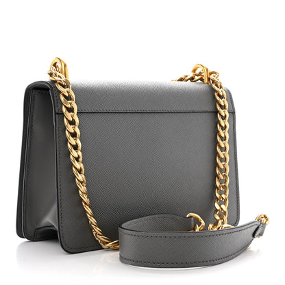 Prada Saffiano Chain Shoulder Bag Marmo 3 of 10