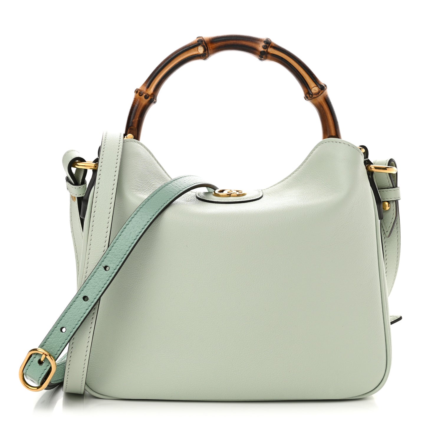 Softy Wonka Textured Dollar Calfskin Small Diana Shoulder Bag Pale Green