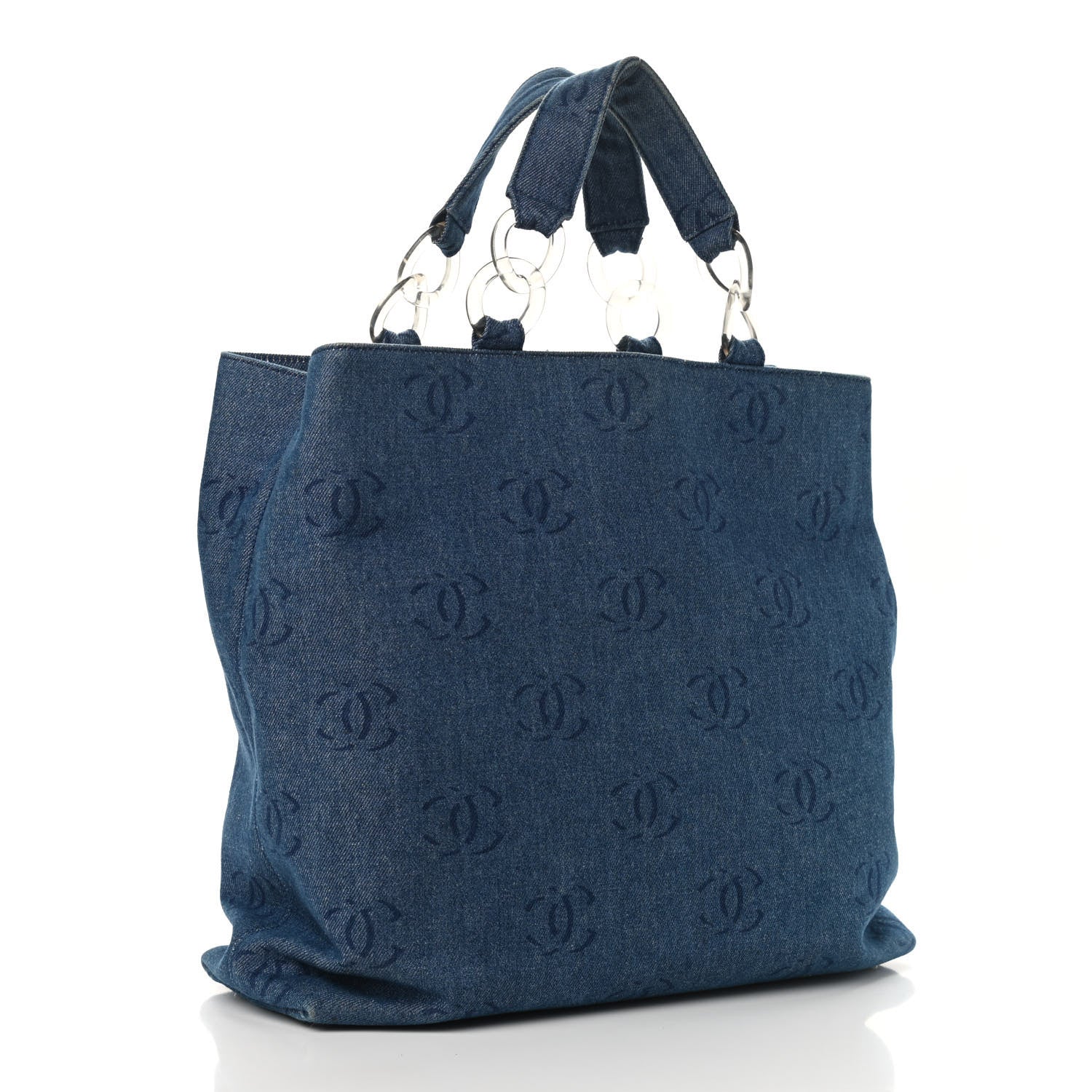 Chanel Denim Large CC Tote Dark Navy Blue 4 of 12