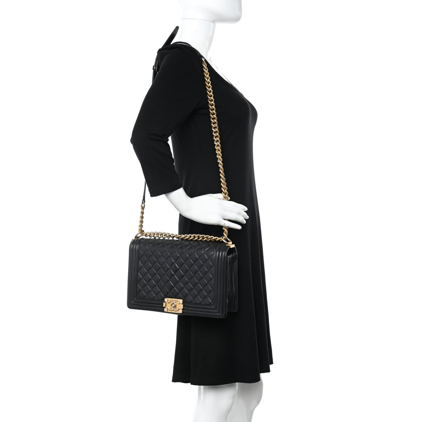 Lambskin Quilted New Medium Boy Flap Black