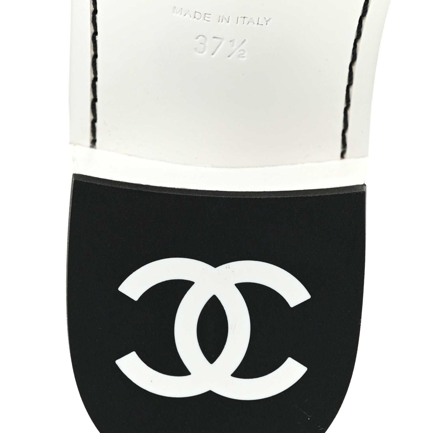 Chanel Lambskin CC Mules 37.5 White Green 8 of 12