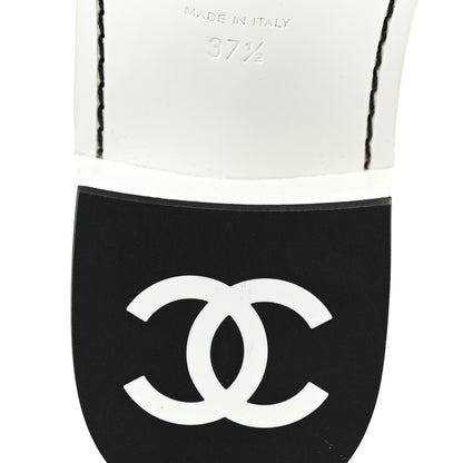 Chanel Lambskin CC Mules 37.5 White Green 8 of 12