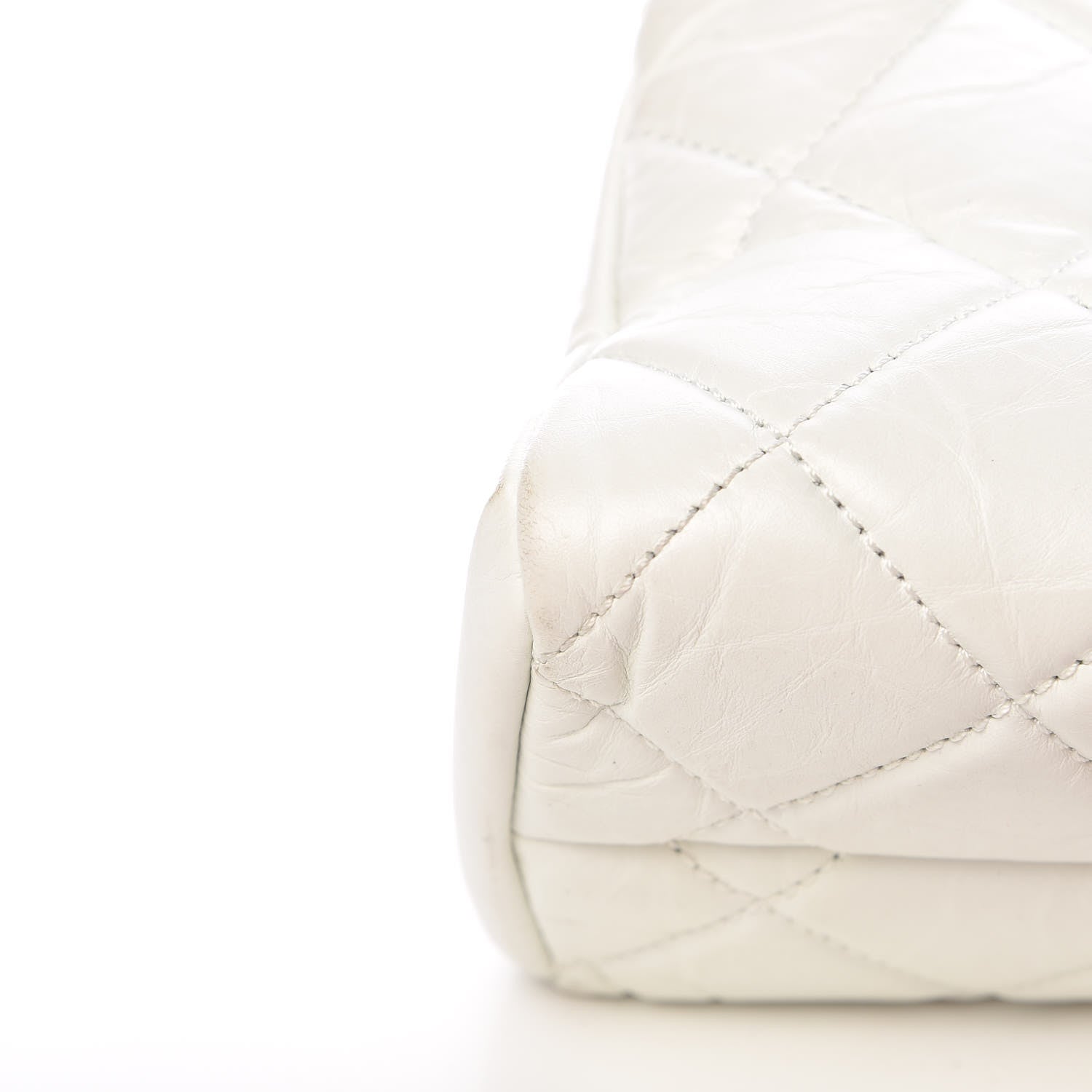 Chanel Aged Calfskin Quilted Medium Just Mademoiselle Bowling Bag White 14 of 15