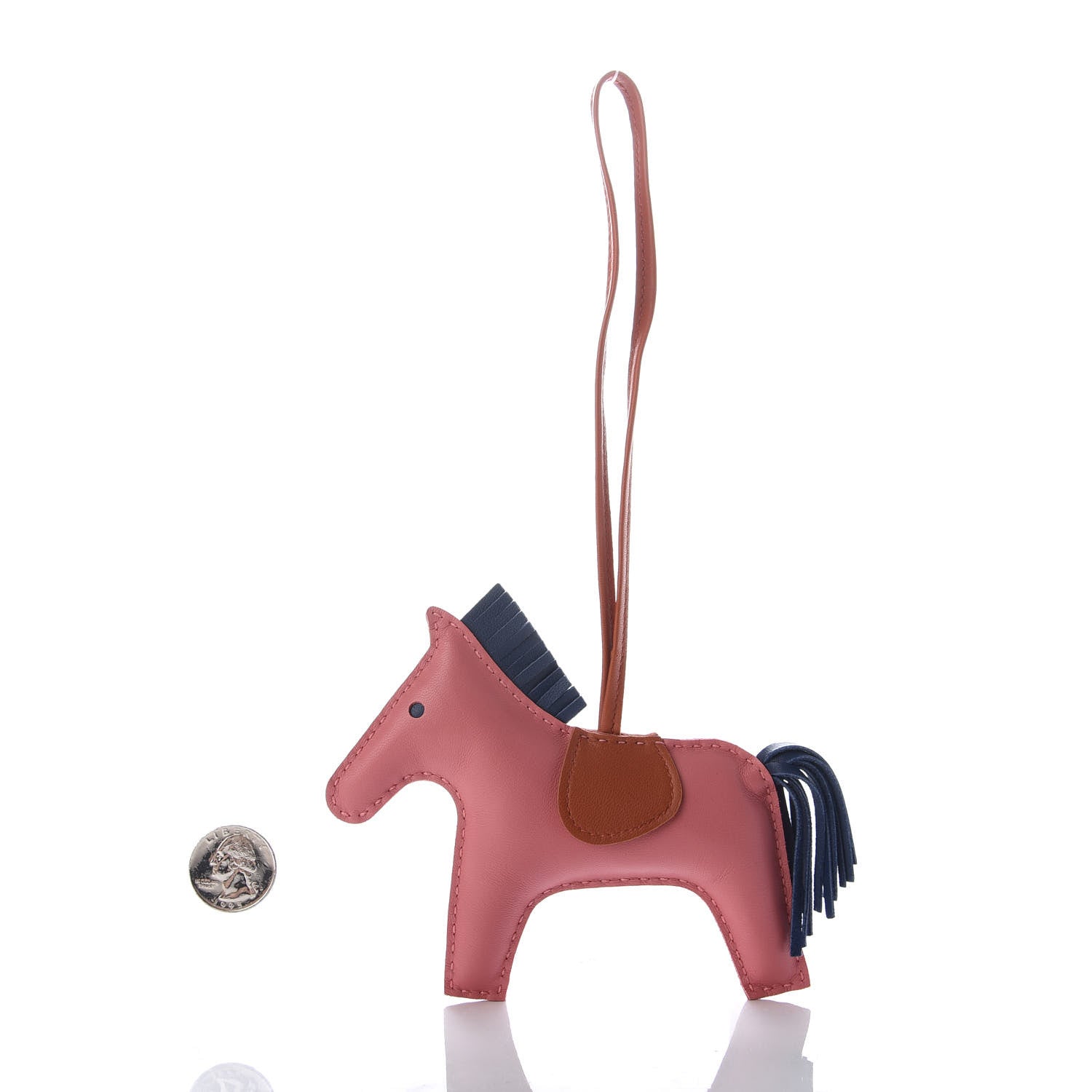 Hermes Milo Lambskin Grigri Rodeo Horse Bag Charm MM Rose Azalee Cornaline Bleu De Malte 2 of 4