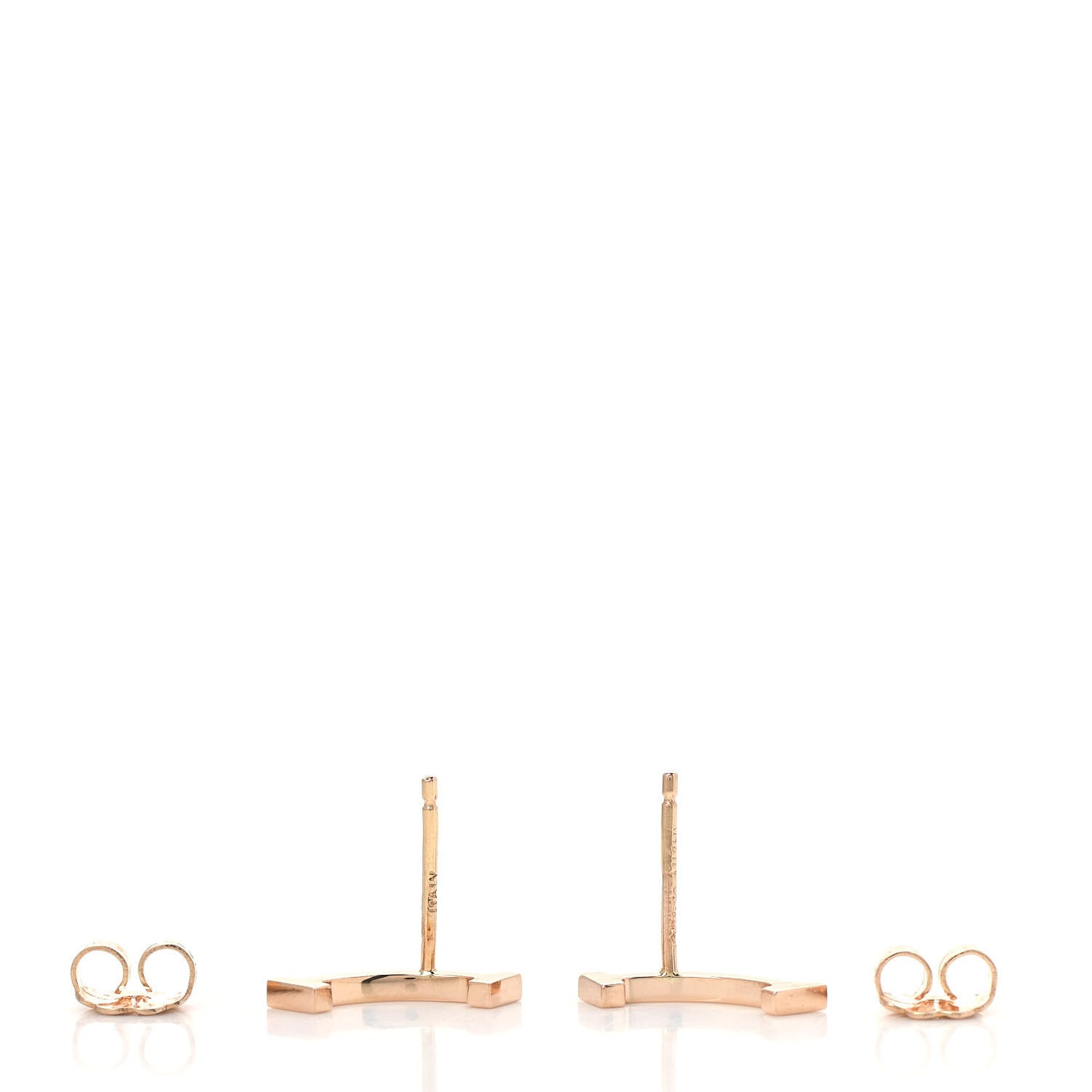 18K Rose Gold T Smile Stud Earrings