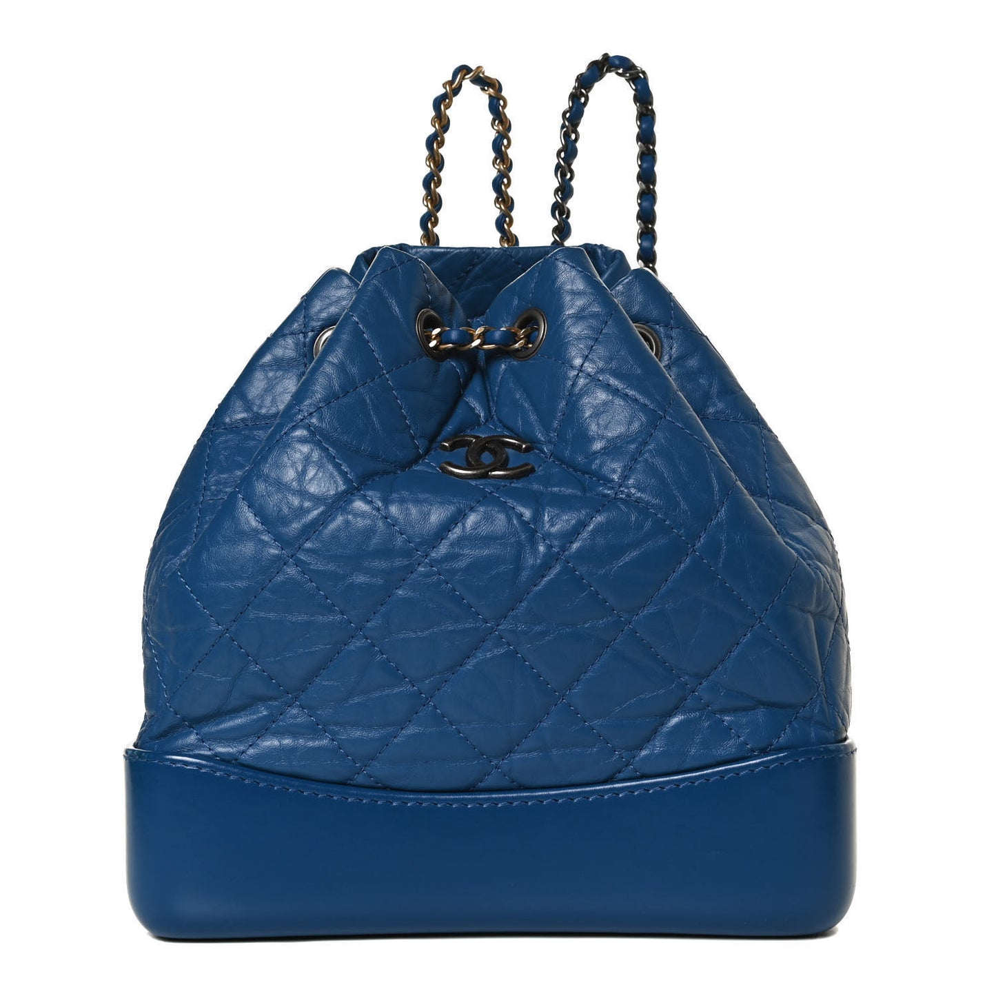 Aged Calfskin Quilted Small Gabrielle Backpack Blue