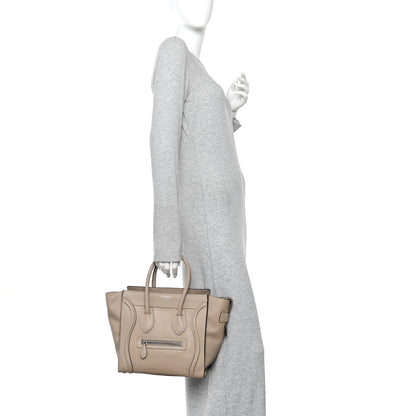 Celine Drummed Calfskin Micro Luggage Dune 2 of 10