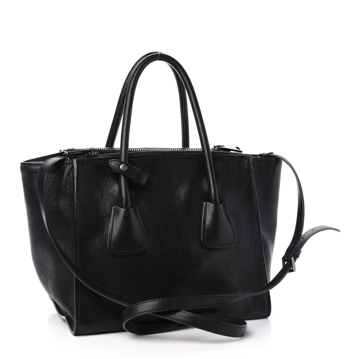 Prada Glace Calf Twin Pocket Tote Black 3 of 10