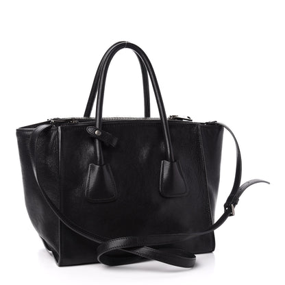 Prada Glace Calf Twin Pocket Tote Black 3 of 10