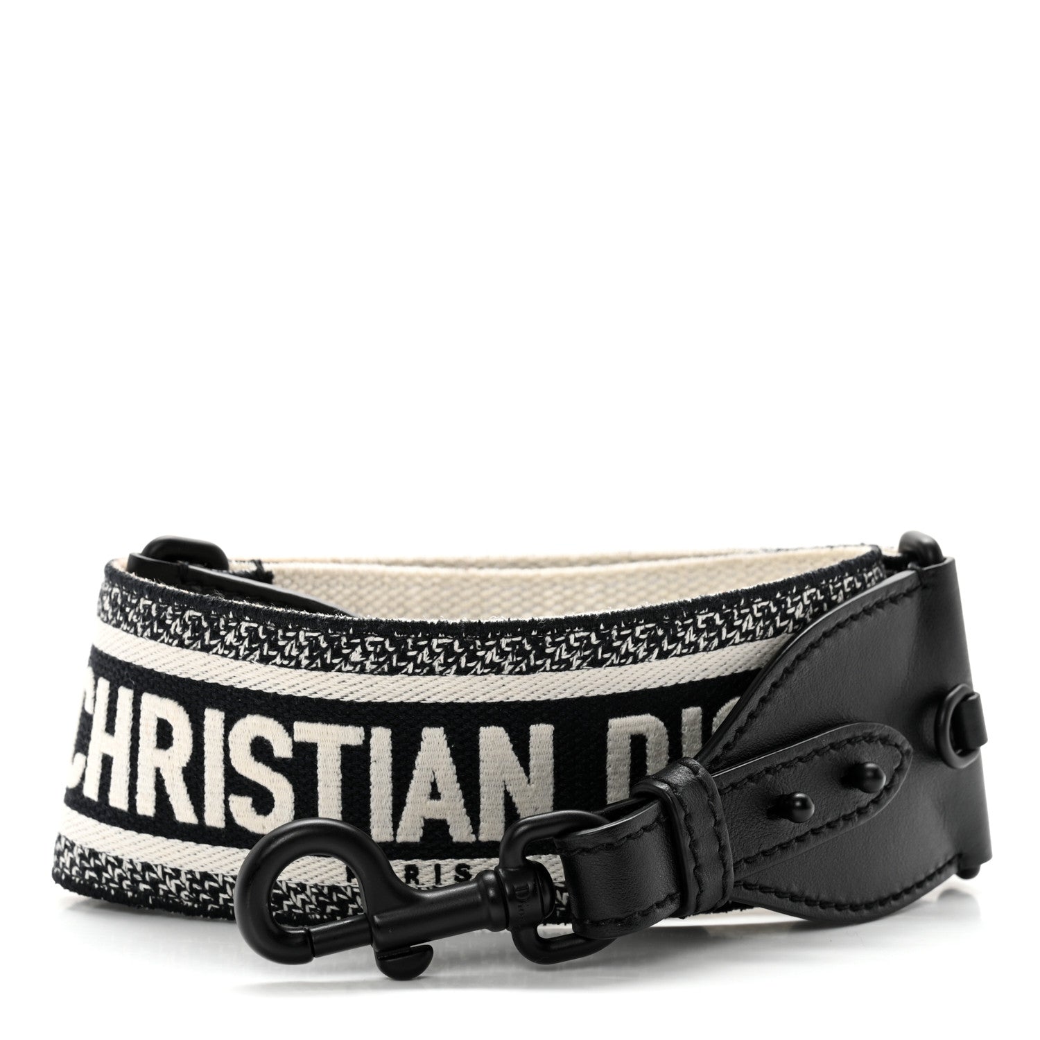 Christian Dior Canvas Embroidered Shoulder Strap Black Ultramatte 1 of 6