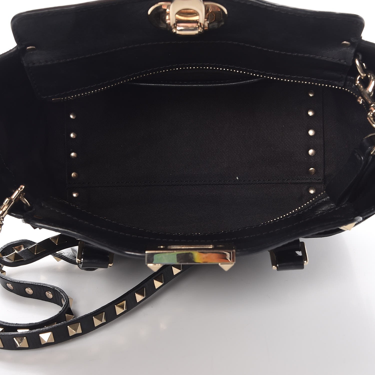Valentino Garavani Vitello Mini Rockstud Double Handle Tote Black 6 of 11
