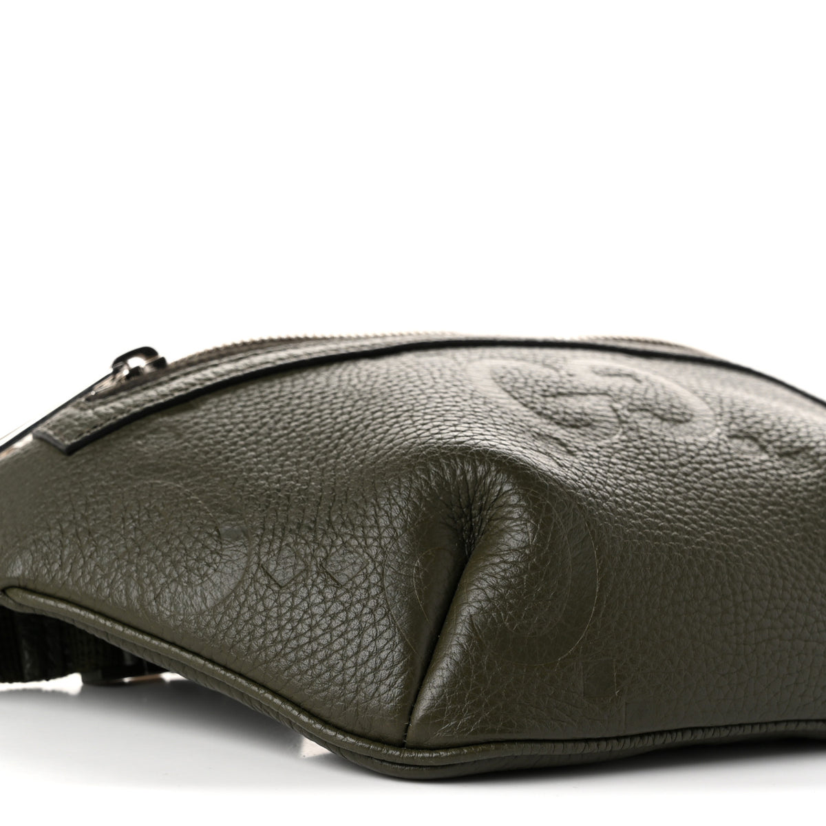 Piuma Calfskin Jumbo GG Embossed Small Belt Bag Dark Green