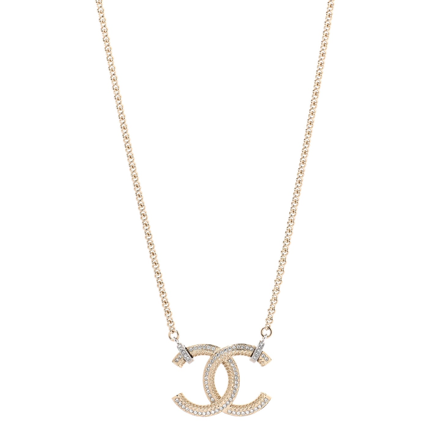 Crystal CC Pendant Necklace Gold