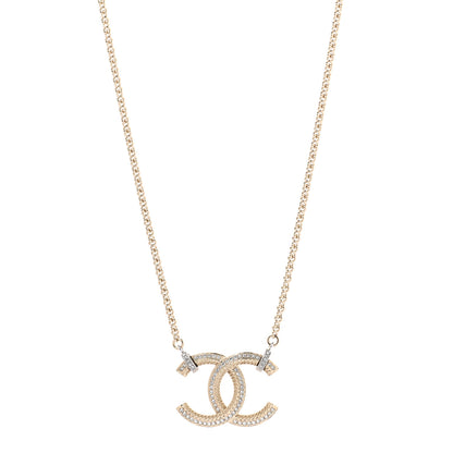 Chanel Crystal CC Pendant Necklace Gold 1 of 7