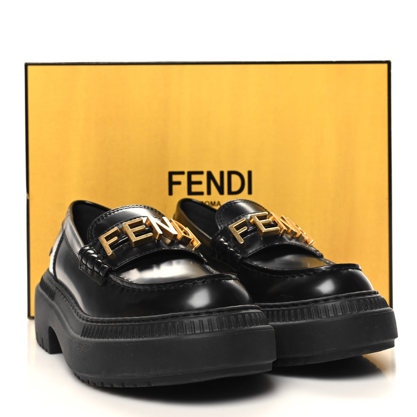 Vitello Abrasivato Fendigraphy 50mm Loafers 37 Black