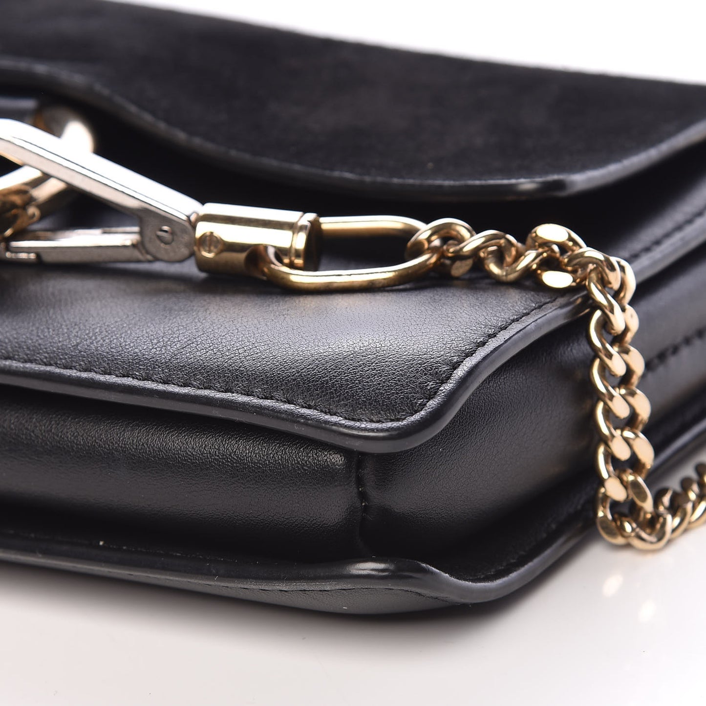 Suede Calfskin Small Faye Shoulder Bag Black