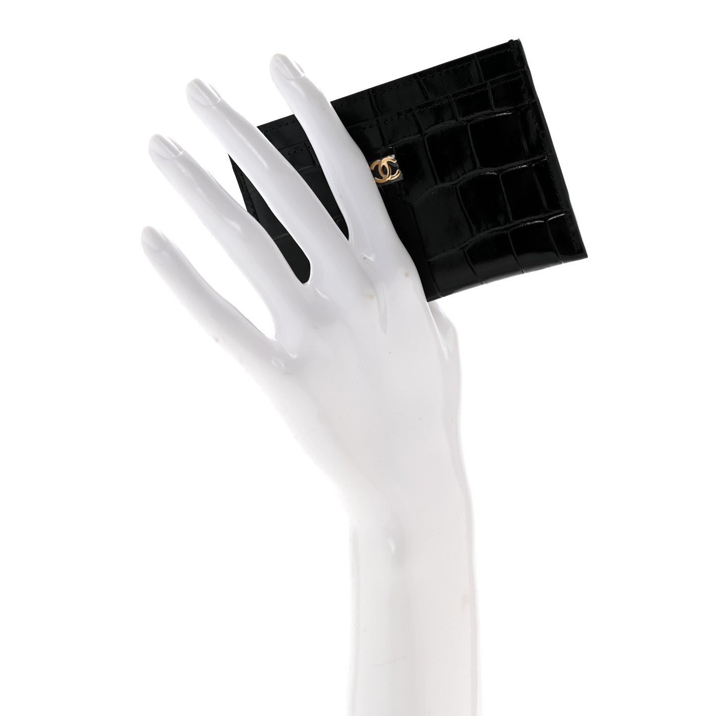 Calfskin Crocodile Embossed Crococo Card Holder Black