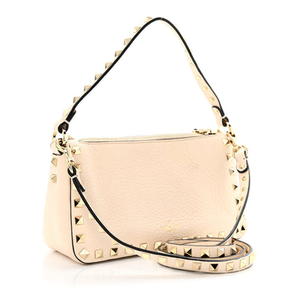 Valentino Garavani Pebbled Calfskin Small Rockstud Flip Lock Shoulder Bag Light Ivory 3 of 13