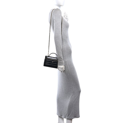 Chanel Calfskin Crocodile Embossed Crococo Exoticoco Vanity With Chain Black 2 of 11
