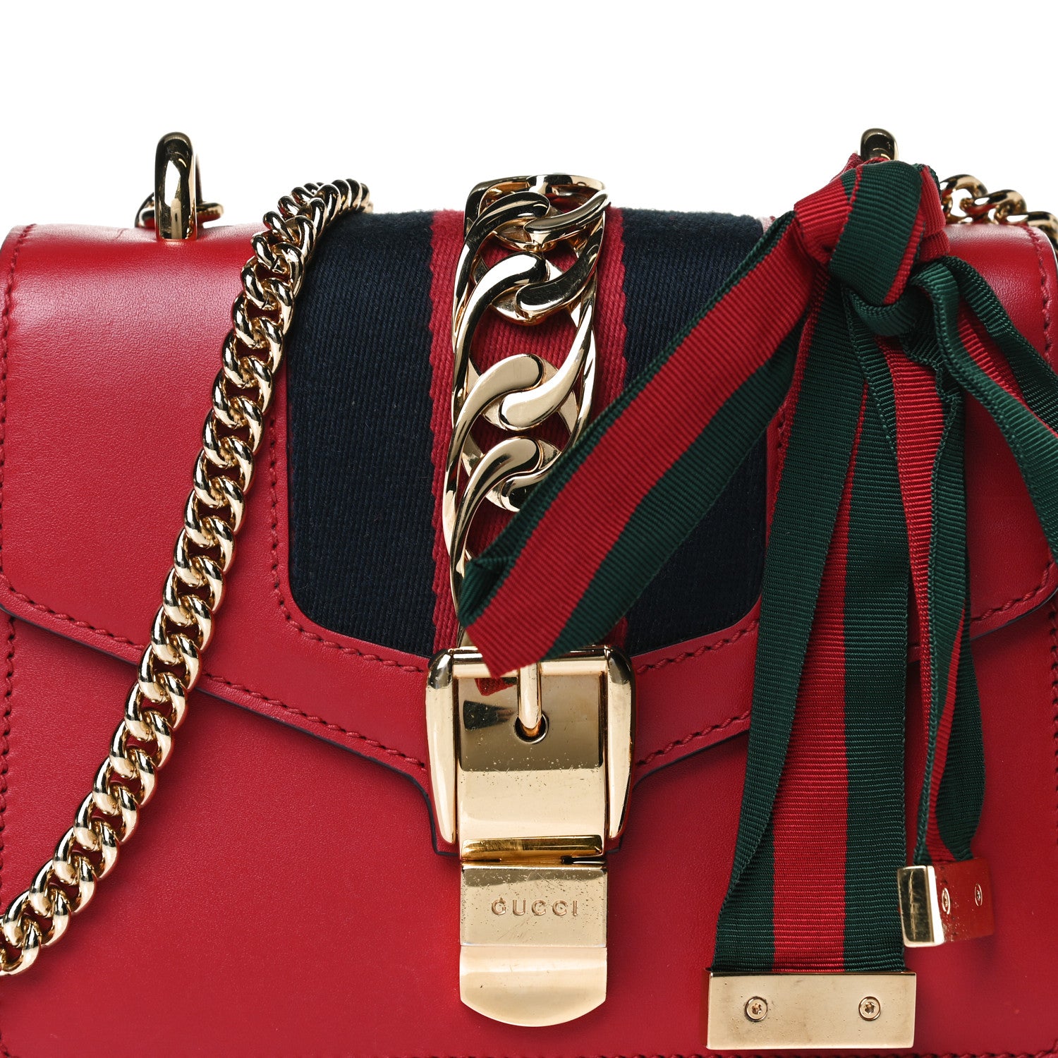 Gucci Calfskin Mini Sylvie Chain Shoulder Bag Hibiscus Red 14 of 14