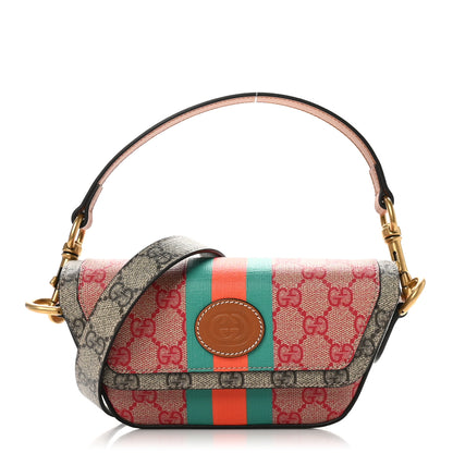 Gucci X DANS LE VERT GG Supreme Monogram Cuoio Web Mini Retro Interlocking G Top Handle Beige Rosso Ebony Harness Brown 1 of 12