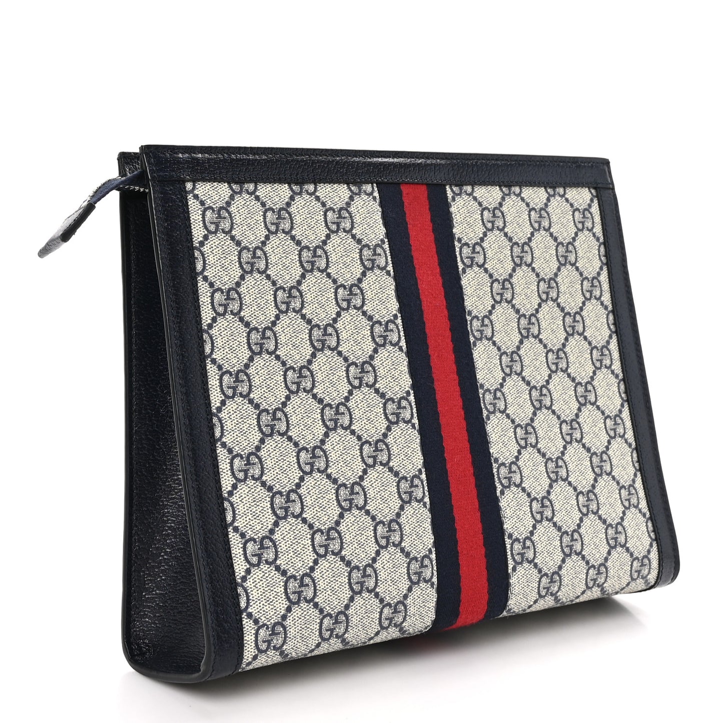 GG Supreme Monogram Web Ophidia Pouch Beige Blue