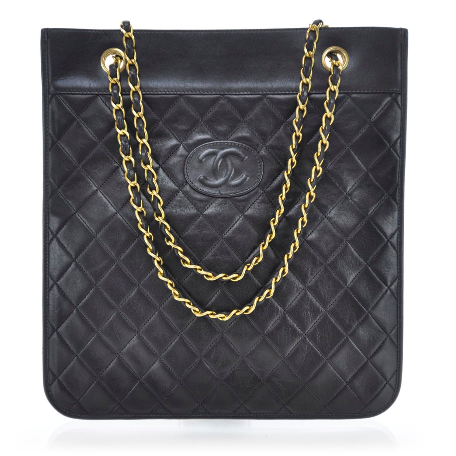 Chanel Lambskin Flat Tote Black 1 of 8