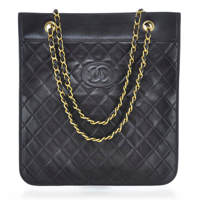 Chanel Lambskin Flat Tote Black 1 of 8
