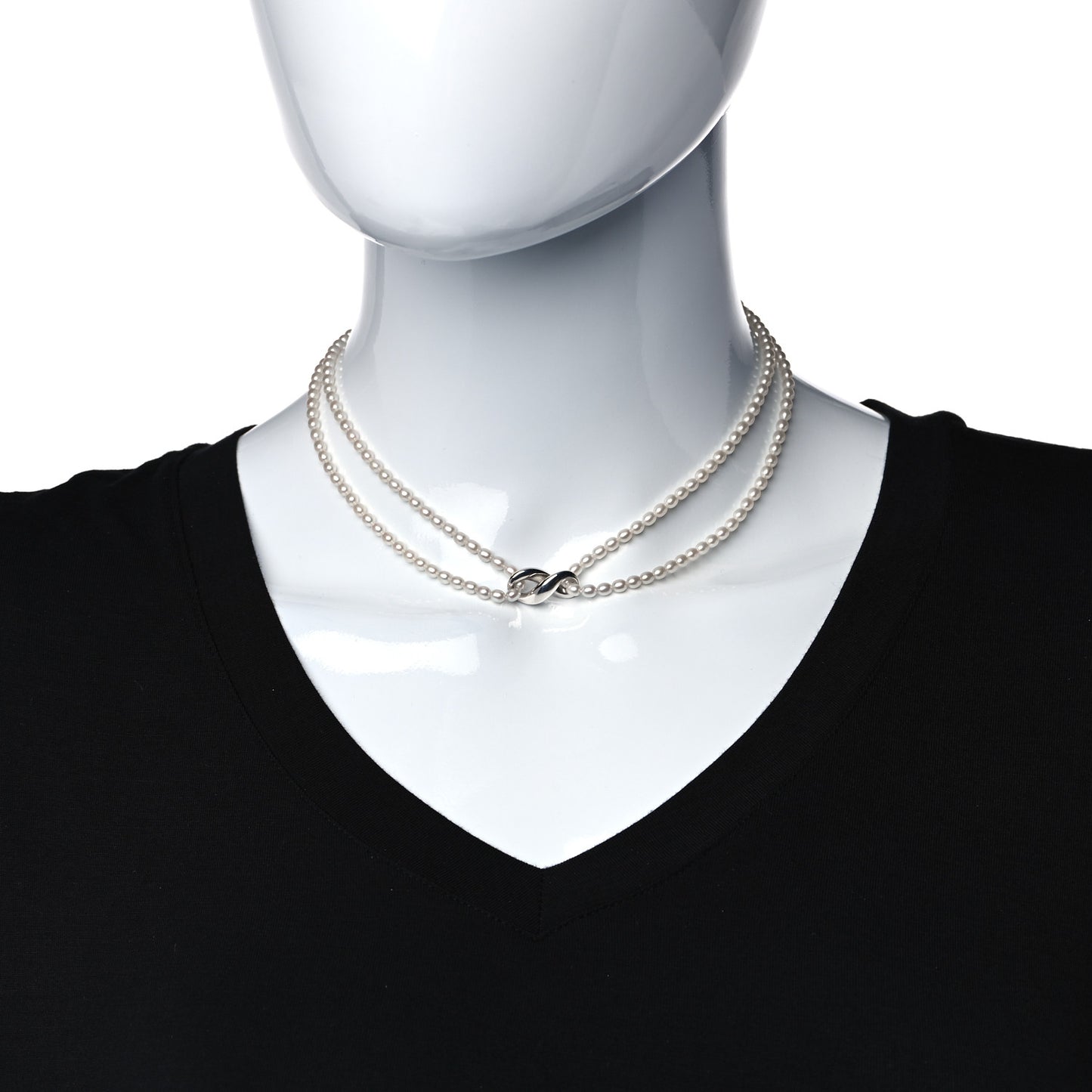 Sterling Silver Pearl Figure 8 Necklace