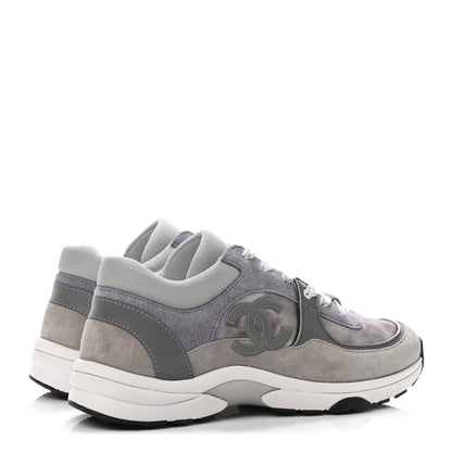 Chanel Fabric Calfskin Suede CC Sneakers 39 Dark Grey 3 of 4