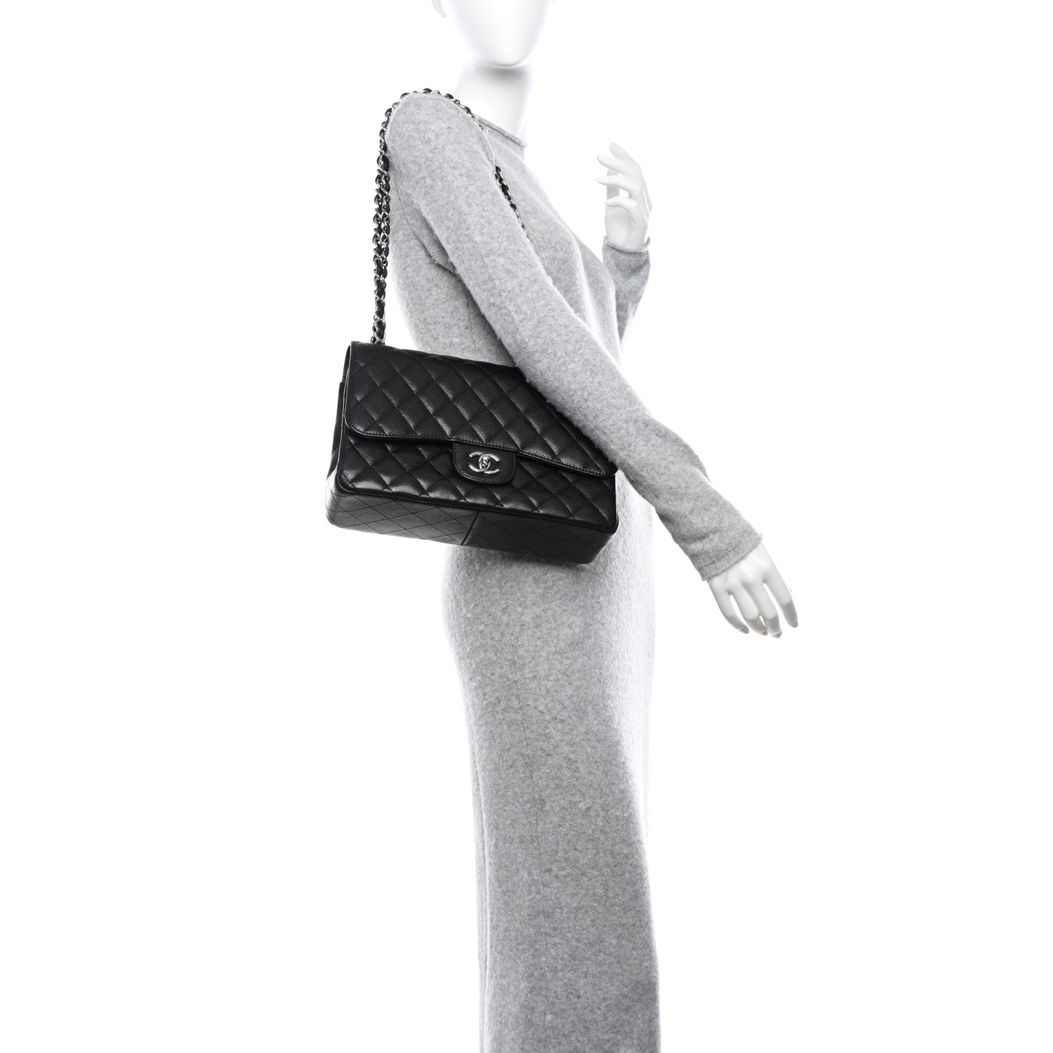 Chanel Caviar Quilted Jumbo Double Flap Black 2 of 12