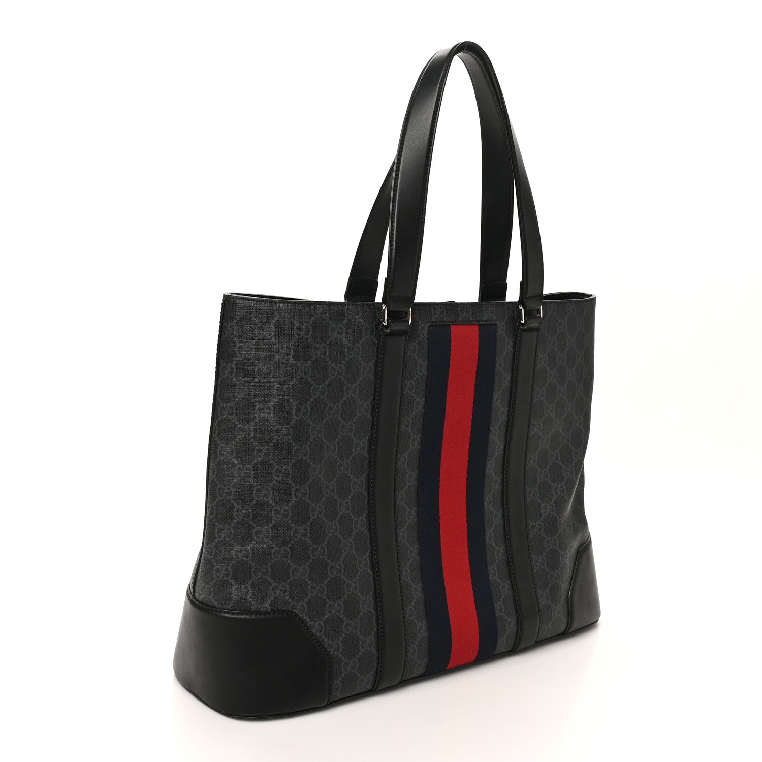 Gucci GG Supreme Monogram Web Tote Black Grey 3 of 12