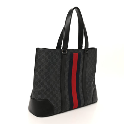 Gucci GG Supreme Monogram Web Tote Black Grey 3 of 12