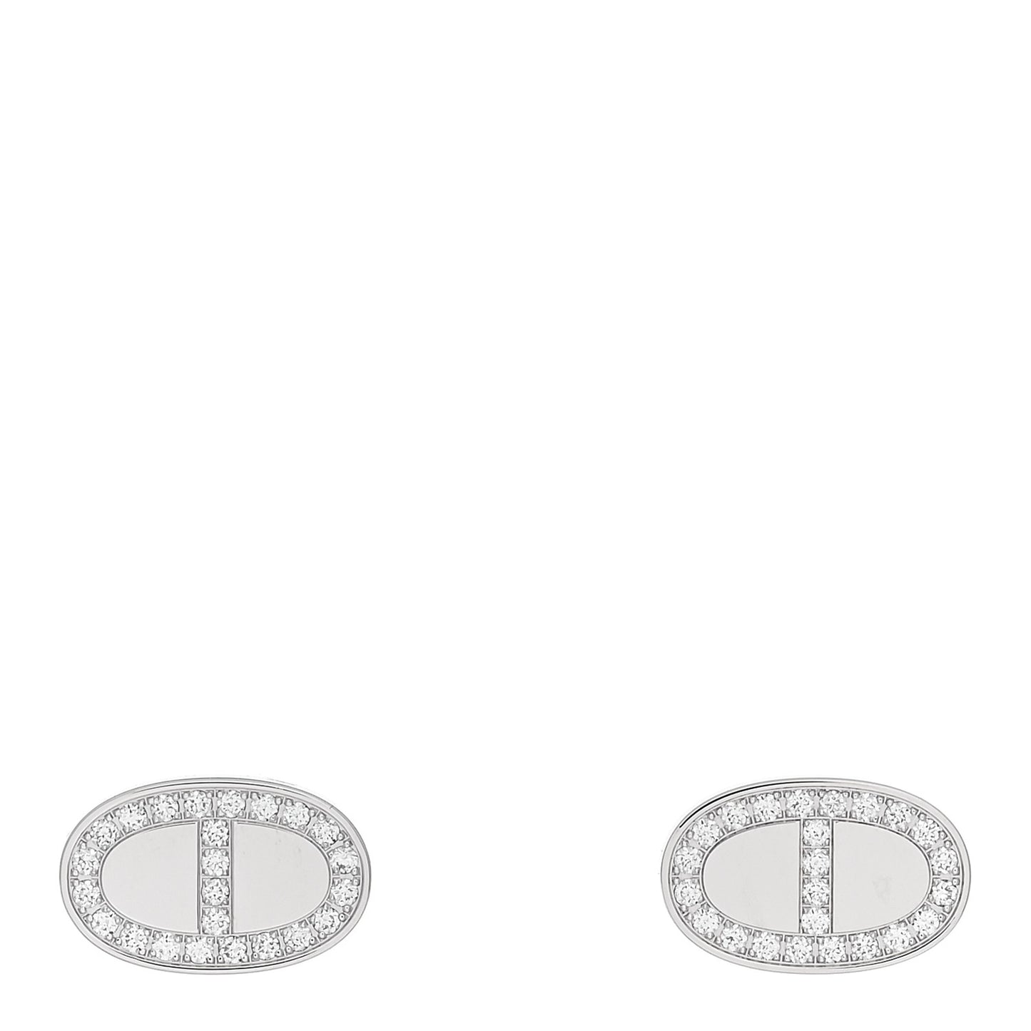 18K White Gold Diamond Chaine d'Ancre Contour Stud Earrings