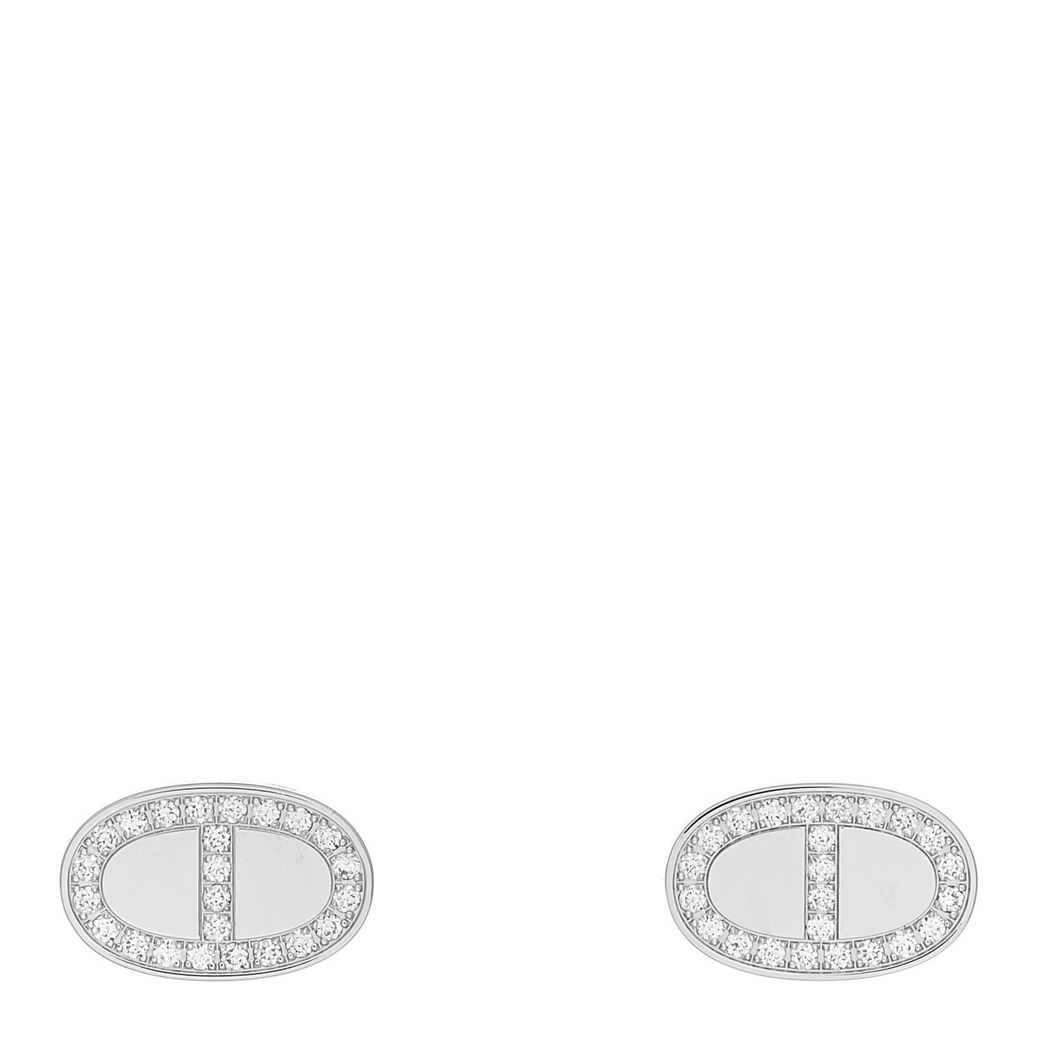 Hermes 18K White Gold Diamond Chaine d'Ancre Contour Stud Earrings 1 of 5