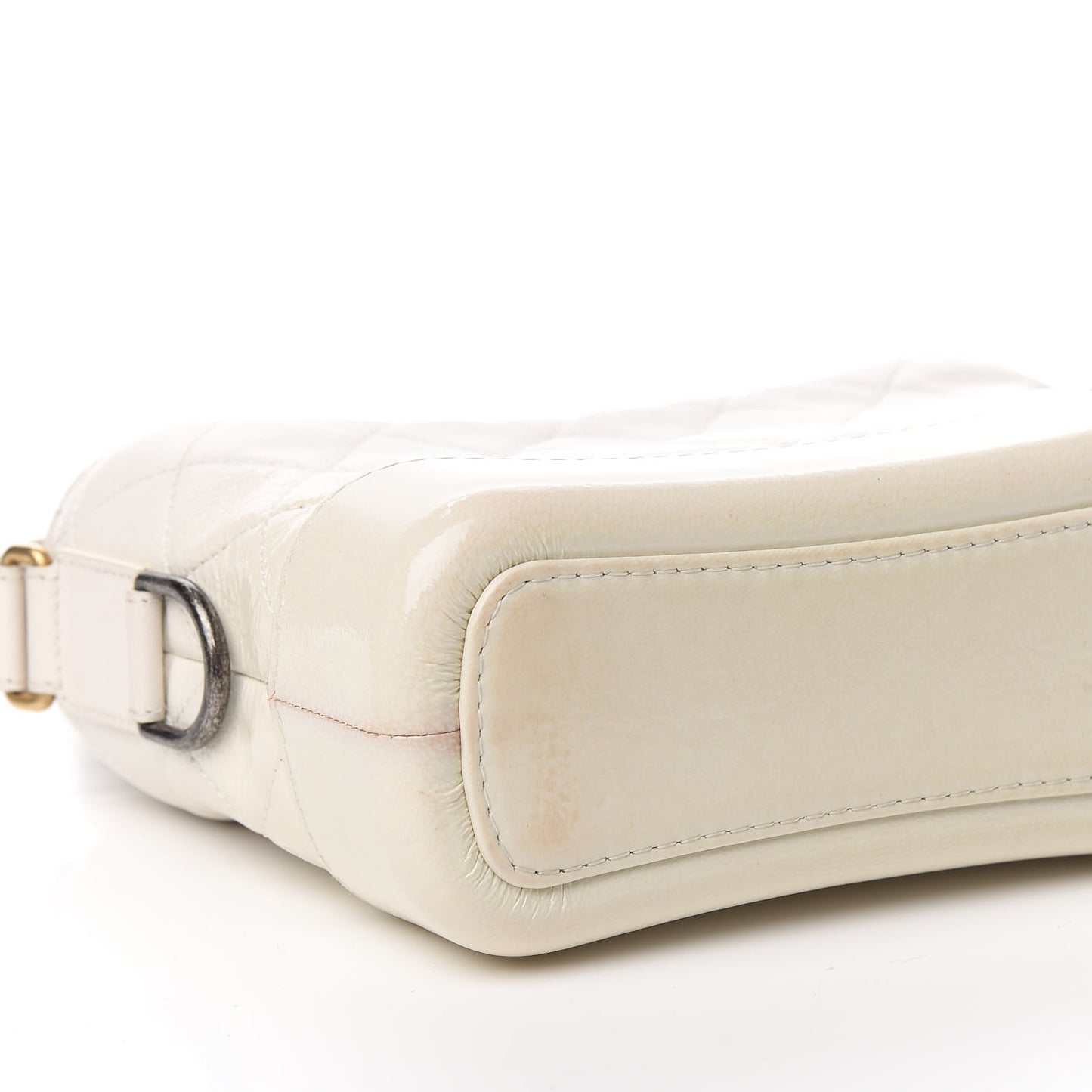 Patent Goatskin Quilted Small Gabrielle Hobo White