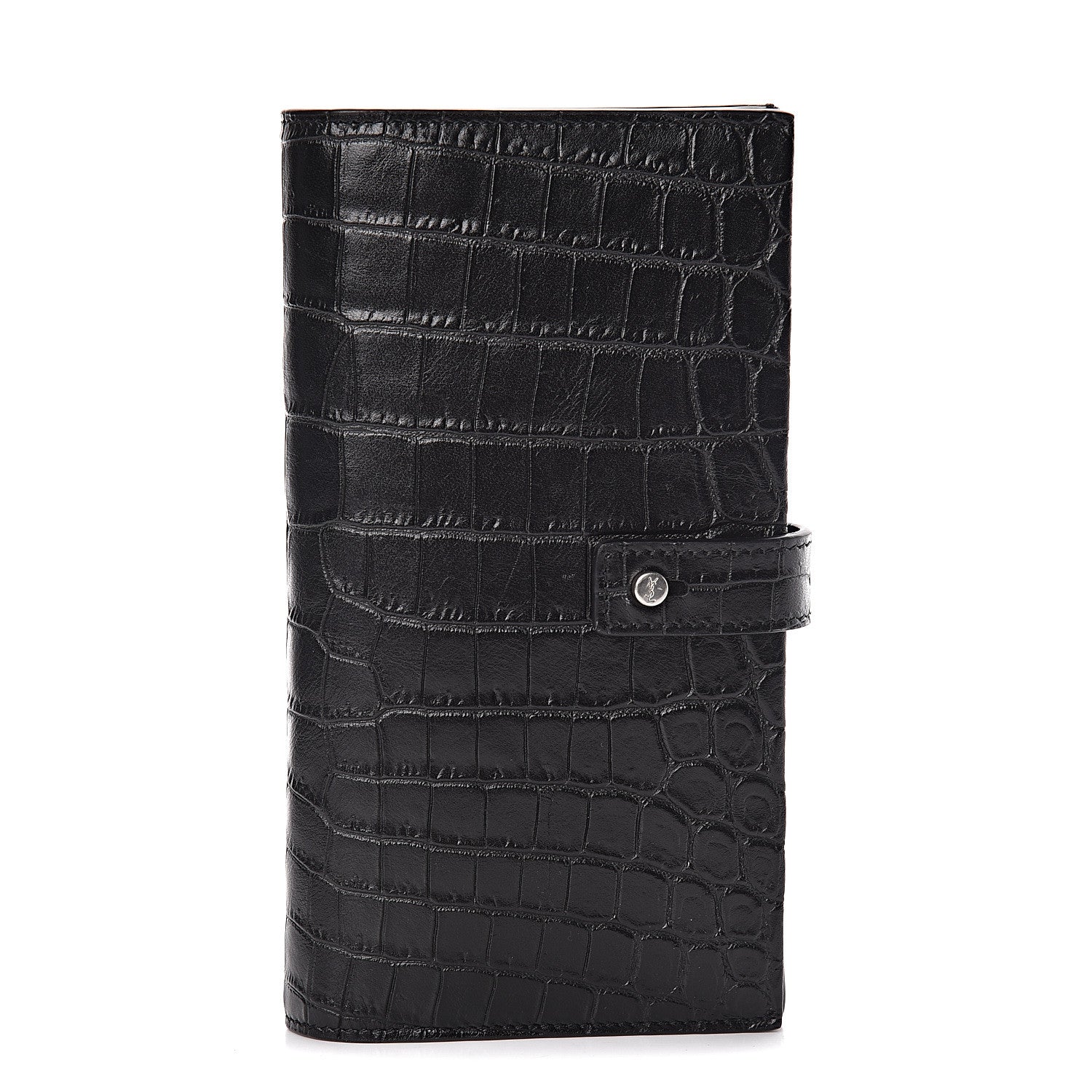 Saint Laurent Calfskin Crocodile Embossed Sac De Jour Supple Continental Wallet Black 1 of 10