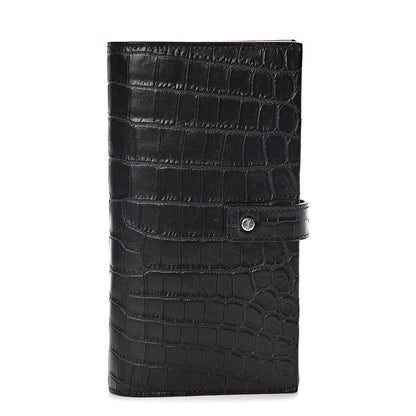 Saint Laurent Calfskin Crocodile Embossed Sac De Jour Supple Continental Wallet Black 1 of 10