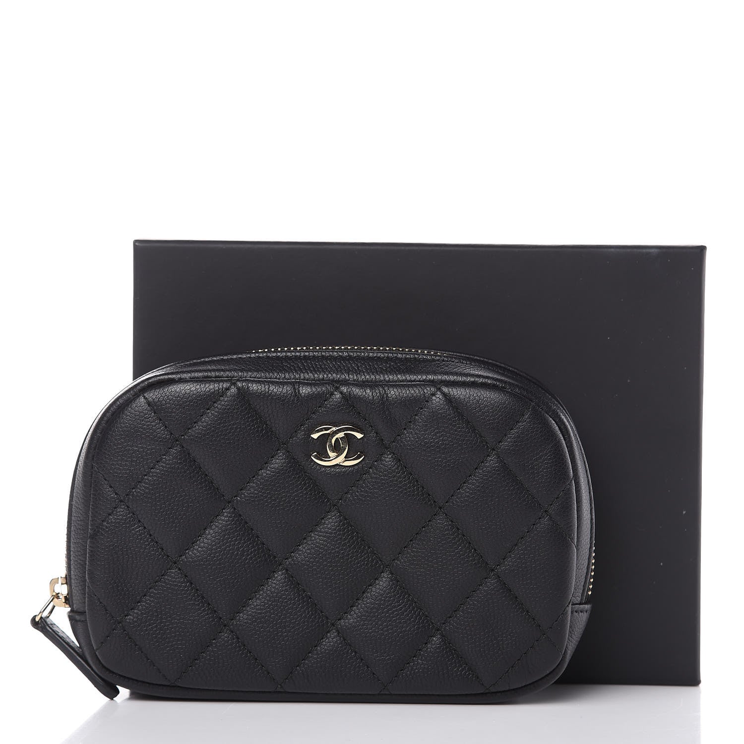 Chanel Caviar Quilted Small Curvy Pouch Cosmetic Case Black 10 of 10