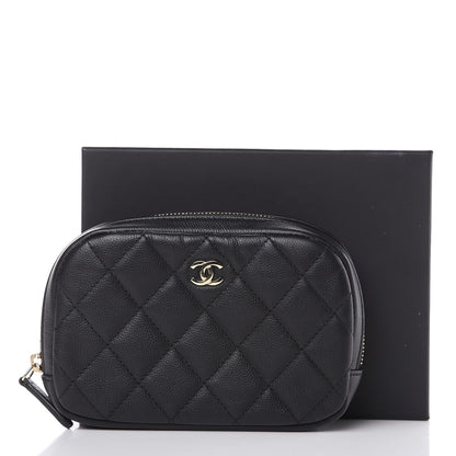 Chanel Caviar Quilted Small Curvy Pouch Cosmetic Case Black 10 of 10