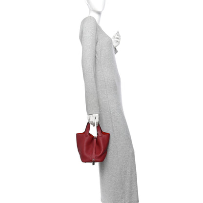 Hermes Taurillon Clemence Picotin Lock 18 PM Rouge H 2 of 13