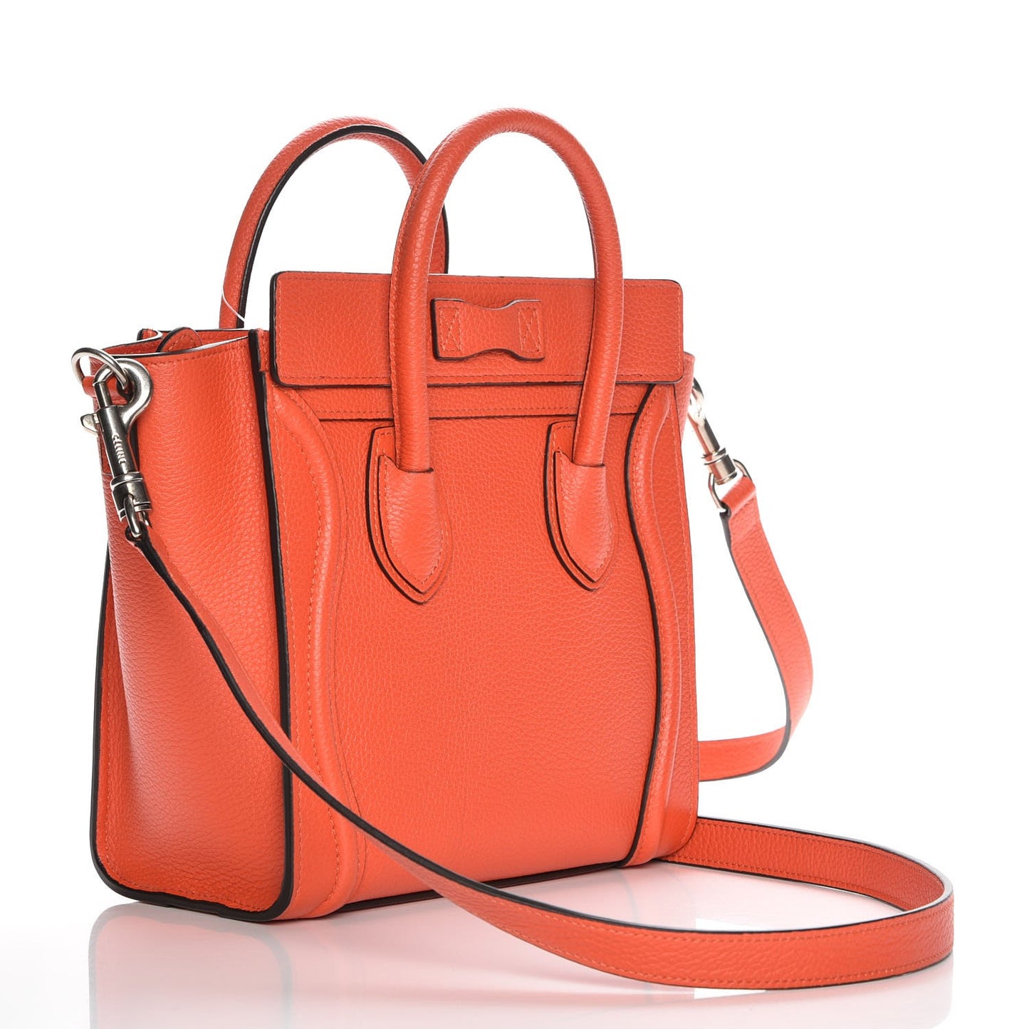 Drummed Calfskin Nano Luggage Vermillion